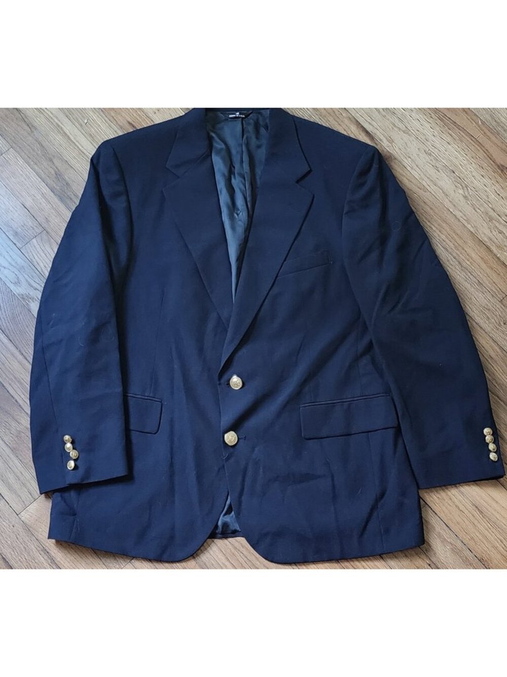 Vintage Polo Ralph Lauren Blazer 42R Blue University Club Jacket Navy Gold